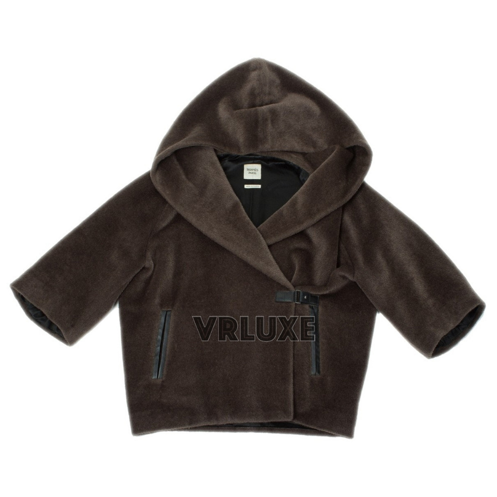 Hermes Alpaka Oversize Hooded Coat SZ 40
